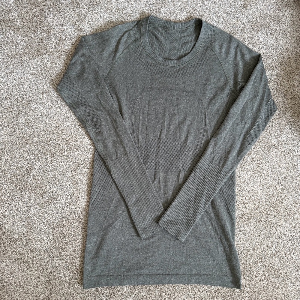 Lululemon Athletica Gray Green Swiftly Tech Knit Long Sleeve Shirt